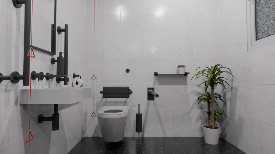 Image of the WC room in matt black finish 2