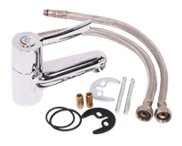 Sequential basin mixer tap, polished chrome