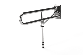Friction hinged rail with leg, stainless steel, concealed fixing, 800mm