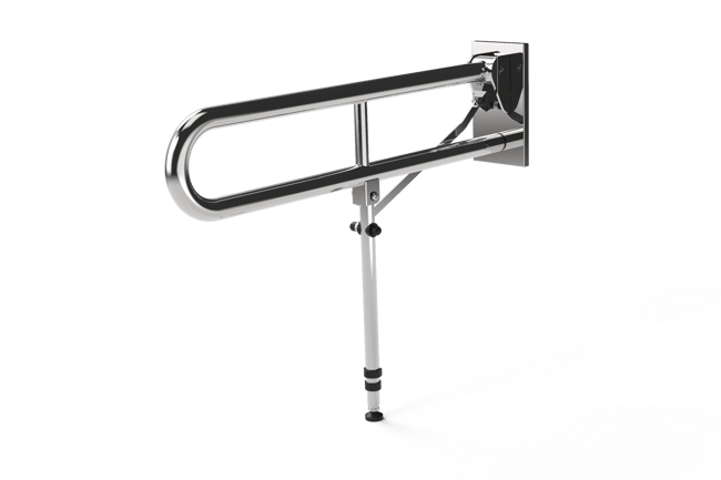 Friction hinged rail with leg, stainless steel, concealed fixing, 800mm