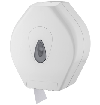 Toilet roll dispenser, plastic, with clear level indicator, white