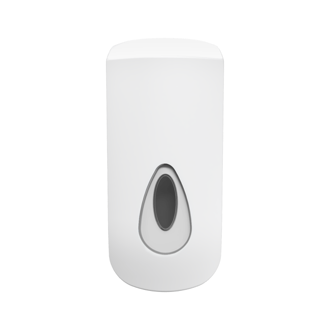 Bulk fill soap dispenser, plastic, with clear level indicator, white