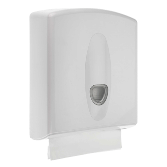 Paper towel dispenser, plastic, with clear level indicator, white
