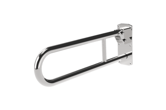 Hinged lift and lock support rail, stainless steel