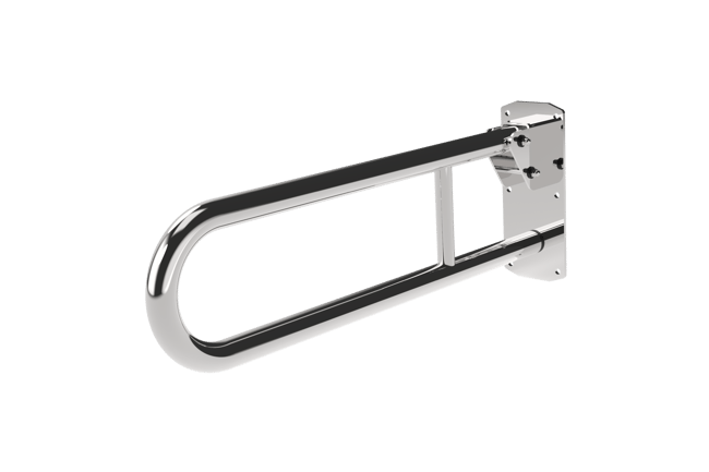 Hinged lift and lock support rail, stainless steel