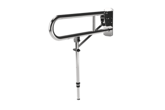 Hinged lift and lock support rail, stainless steel, leg