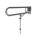 Hinged lift and lock support rail, stainless steel, leg, Satin