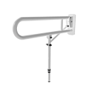Hinged lift and lock support rail, stainless steel, leg, White (RAL 9016)