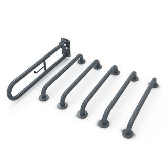 Rail only Doc M toilet pack, steel, concealed fixings