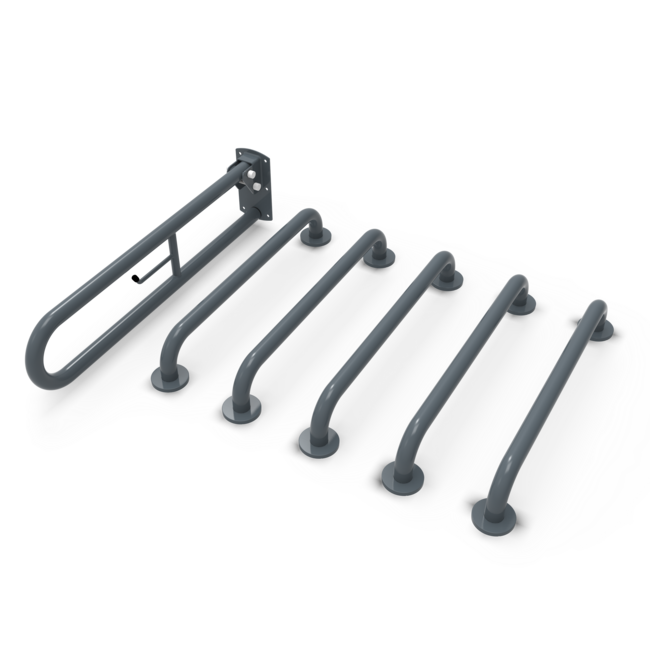 Rail only Doc M toilet pack, steel, concealed fixings