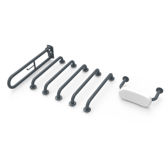 Rail only Doc M toilet pack, steel, concealed fixings, back rest rail,