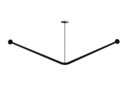 Shower curtain rail, stainless steel, L-shaped, 1200mm x 1200mm, Deep Matt Black