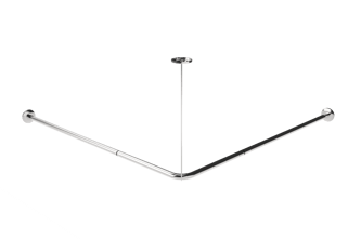 Shower curtain rail, stainless steel, L-shaped, 1200mm x 1200mm