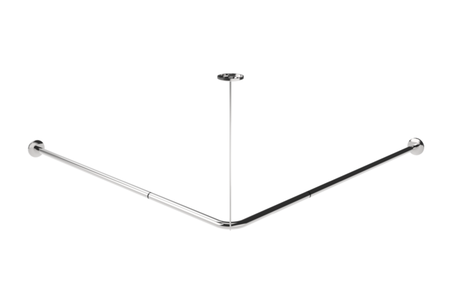 Shower curtain rail, stainless steel, L-shaped, 1200mm x 1200mm