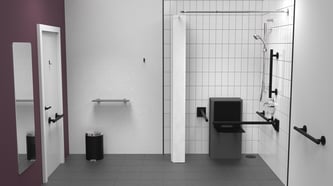 Concealed valve Doc M shower pack, stainless steel, luxury grab rails, slimline shower seat