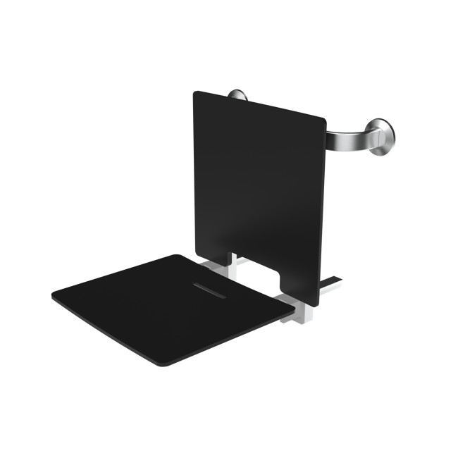 Removable contemporary slimline shower seat, back rest