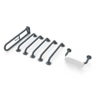 Rail only Doc M toilet pack, steel, exposed fixings, back rest rail