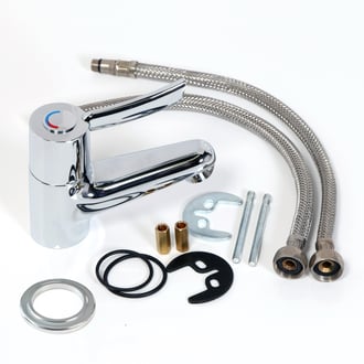 Sequential basin mixer tap, polished chrome