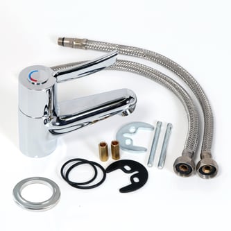 Sequential basin mixer tap, polished chrome