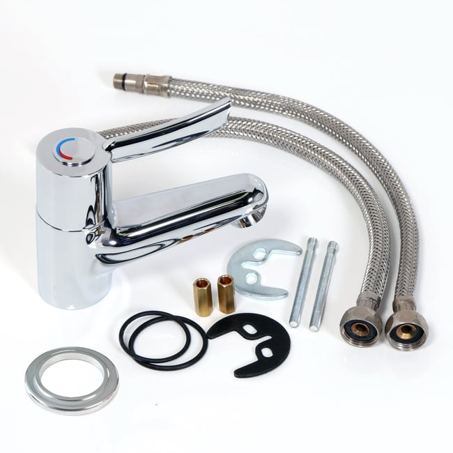 Sequential basin mixer tap, polished chrome