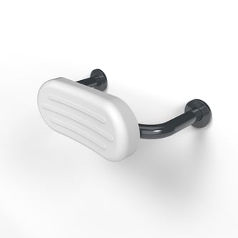Back rest rail with white pad, steel, 270mm projection, concealed fixings