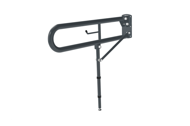 Trombone lift and lock hinged support rail, steel, toilet roll holder, leg, 800mm