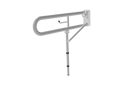 Trombone lift and lock hinged support rail, steel, toilet roll holder, leg, 800mm, White (RAL 9016)