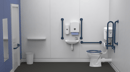 Low level Doc M toilet pack, steel, exposed fixings, Dark blue (RAL 5011)