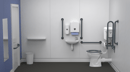 Low level Doc M toilet pack, steel, concealed fixings, Dark grey (RAL 7016)