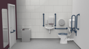 Low level Doc M toilet pack, stainless steel, concealed fixings, Dark blue (RAL 5011)