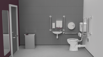 Low level Doc M toilet pack, stainless steel, concealed fixings