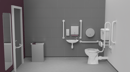 Low level Doc M toilet pack, stainless steel, concealed fixings, White (RAL 9016)