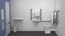 Low level Doc M toilet pack, steel, concealed fixings, Grey (RAL 7005)