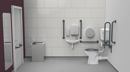 Low level Doc M toilet pack, stainless steel, concealed fixings, Dark grey (RAL 7016)