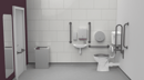 Low level Doc M toilet pack, stainless steel, concealed fixings, Grey (RAL 7005)