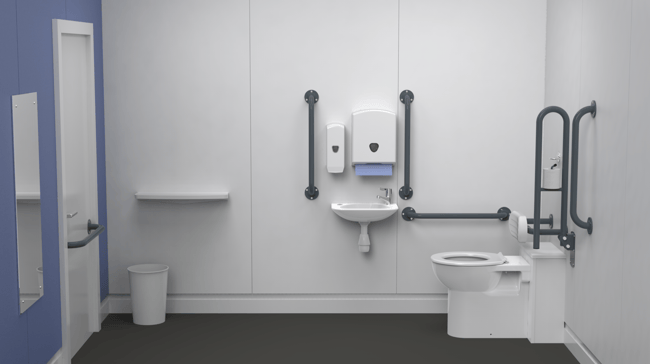 Back to wall Doc M toilet pack, steel, exposed fixings, TMV3 valve