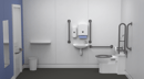 Back to wall Doc M toilet pack, steel, exposed fixings, TMV3 valve, Grey (RAL 7005)