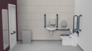 Back to wall Doc M toilet pack, stainless steel, concealed fixings, Dark blue (RAL 5011)