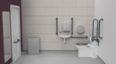 Back to wall Doc M toilet pack, stainless steel, concealed fixings, Dark grey (RAL 7016)