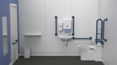 Back to wall Doc M toilet pack, steel, exposed fixings, TMV3 valve, Dark blue (RAL 5011)