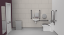 Back to wall Doc M toilet pack, stainless steel, concealed fixings, Grey (RAL 7005)