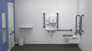 Wall hung Doc M toilet pack, steel, concealed fixings, TMV3 valve, Dark grey (RAL 7016)