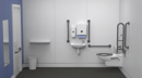Wall hung Doc M toilet pack, steel, concealed fixings, TMV3 valve, Grey (RAL 7005)