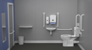 Rimless close coupled Doc M toilet pack, lockable cistern lid, steel, concealed fixings, White (RAL 9016)
