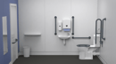 Rimless close coupled Doc M toilet pack, lockable cistern lid, steel, concealed fixings, Dark grey (RAL 7016)