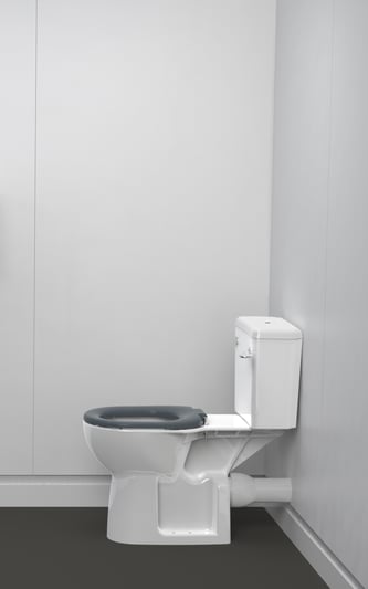 Rimless close coupled Doc M ware set, pan & cistern assembly, ring only seat