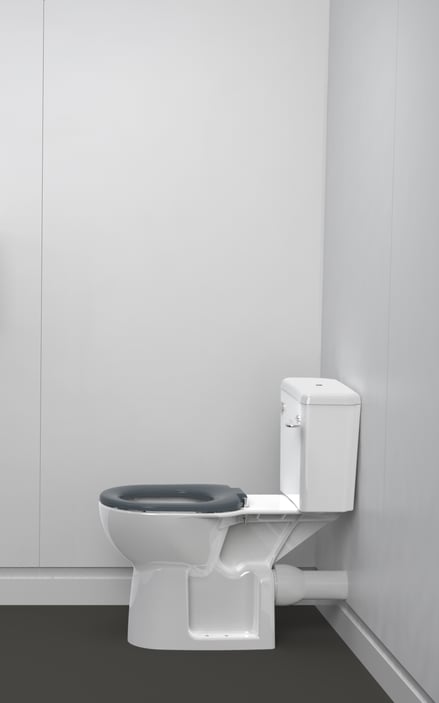 Rimless close coupled Doc M ware set, pan & cistern assembly, ring only seat