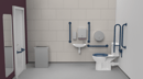 Rimless close coupled Doc M toilet pack, stainless steel, concealed fixings, Dark blue (RAL 5011)