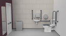 Rimless close coupled Doc M toilet pack, stainless steel, concealed fixings, Dark grey (RAL 7016)