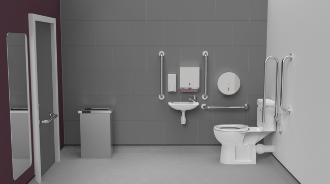 Rimless close coupled Doc M toilet pack, stainless steel, concealed fixings